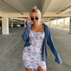 Butterfly Smocked Mini Dress